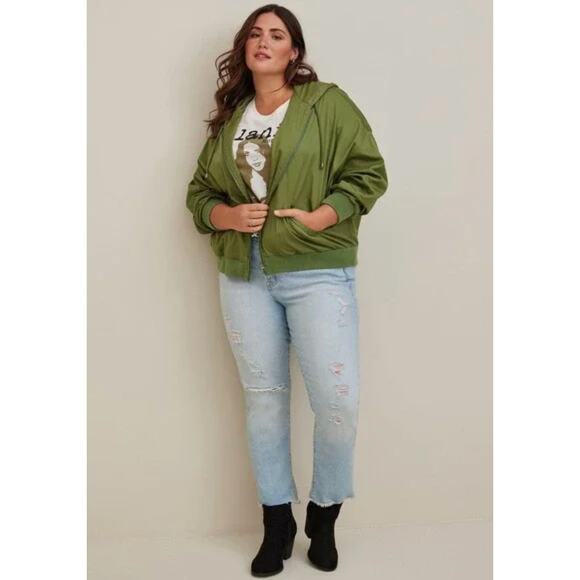 Torrid Green Twill Dolman Zip-Front Anorak Jacket Plus Lightweight Size 4 NWT - Picture 7 of 8